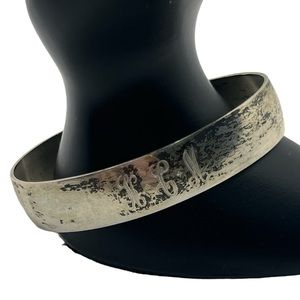 Michele vintage sterling silver monogrammed etched cuff bracelet